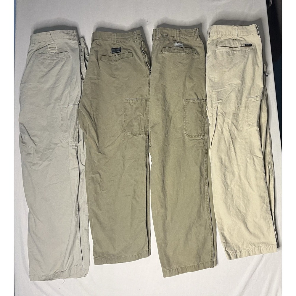 Columbia Chino Pants Men's Size 40x30 Beige Straight Leg Flat Front Lot Of 4